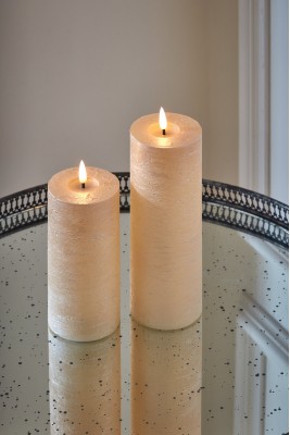 Metallic Pillar Candles (Light Champagne) | set of 2